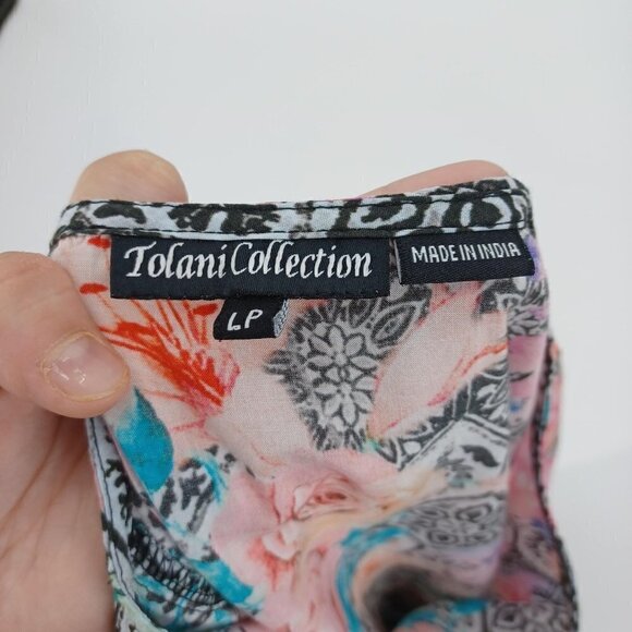 Tolani Collection Printed Woven Caftan Tunic Top Women's LP Floral Boho Hippie - Picture 7 of 10